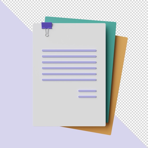 PSD documentos com clipe de papel
