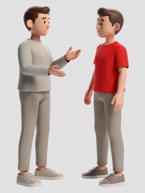 PSD dos hombres de dibujos animados en 3d conversando