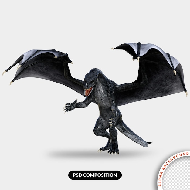 PSD drak 3d modelování ilustrace