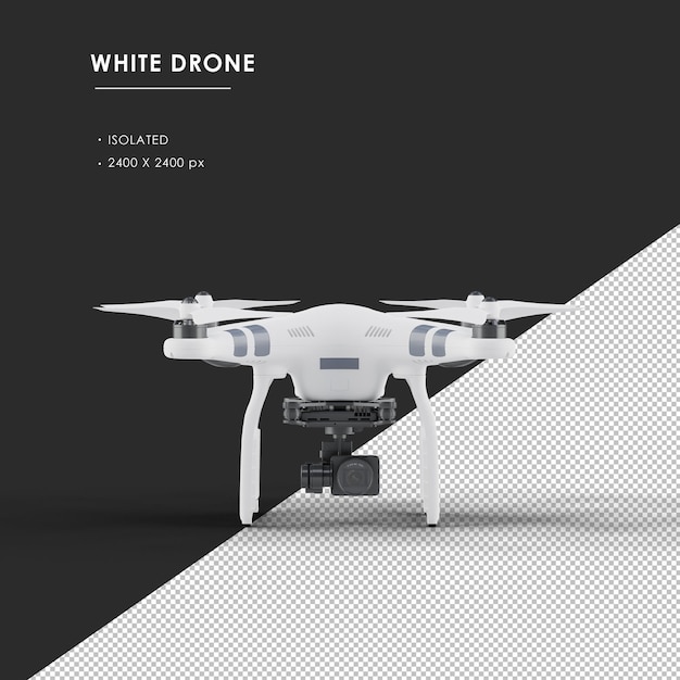 PSD drone branco isolado de vista frontal