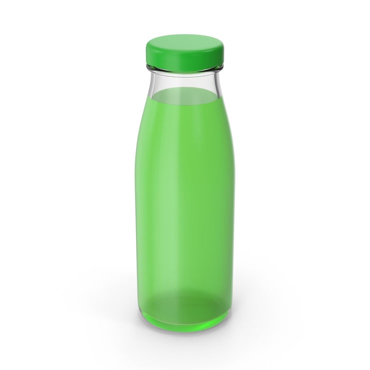 PSD du jus vert dans une bouteille de verre