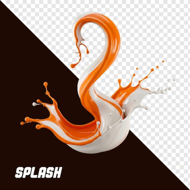 PSD éclaboussure de liquide dynamique orange et blanc