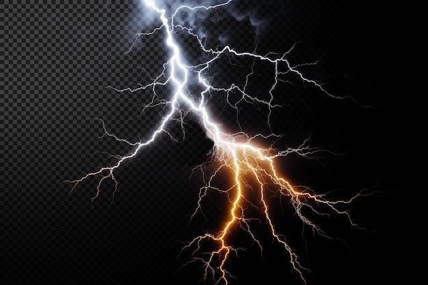 PSD éclairage d'orage sur fond transparent