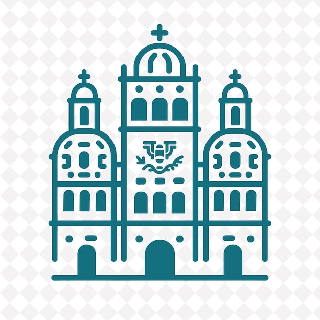 PSD un edificio azul con una cruz en la parte superior