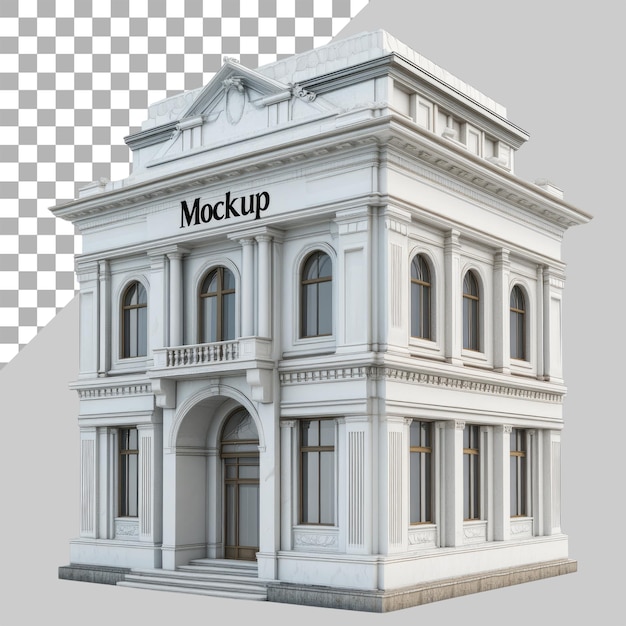PSD edificio bancario 3d con sfondo trasparente