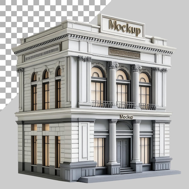 PSD edificio bancario 3d con sfondo trasparente