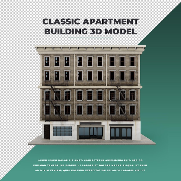 PSD edificio de ciudad 3d o modelo de apartamento