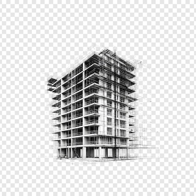 PSD un edificio en construcción con un fondo azul