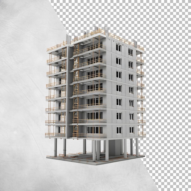 PSD edifício de construção isolado em fundo transparente