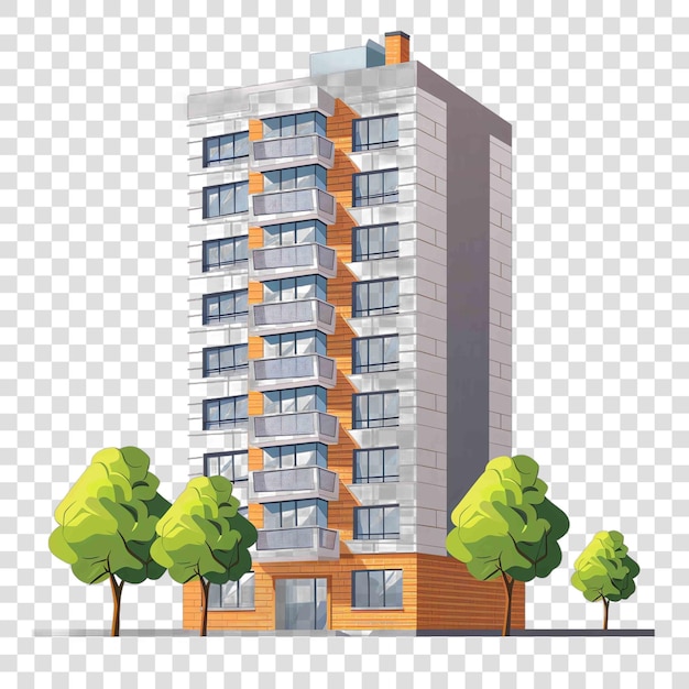 PSD edificios de apartamentos elemento vectorial de fondo transparente