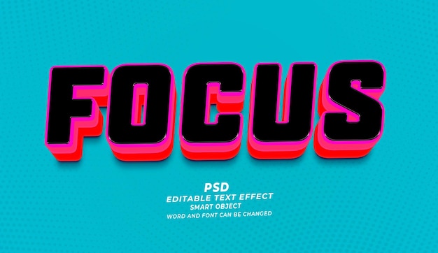PSD efecto de enfoque de texto editable en psd 3d