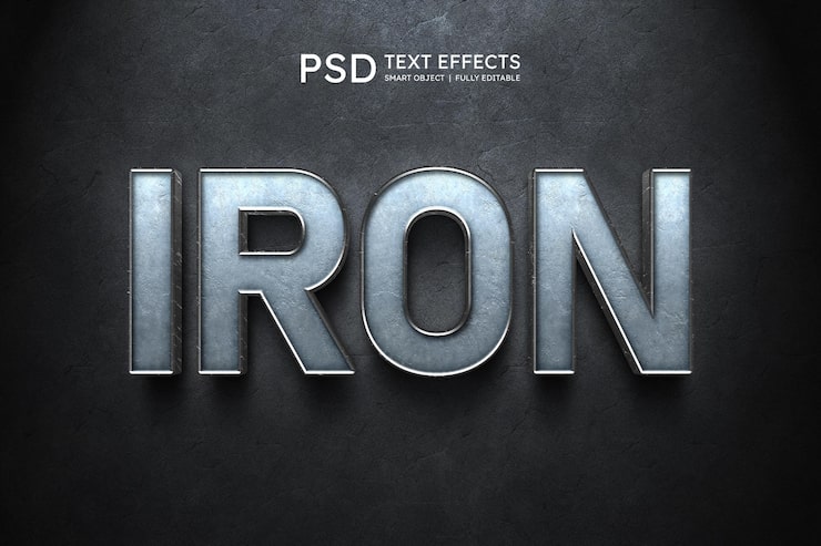 PSD efecto de estilo de texto de hierro