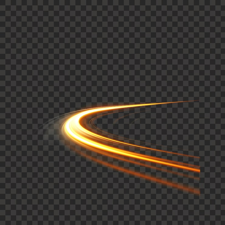 PSD el efecto golden light trail in motion aislado en un fondo transparente png