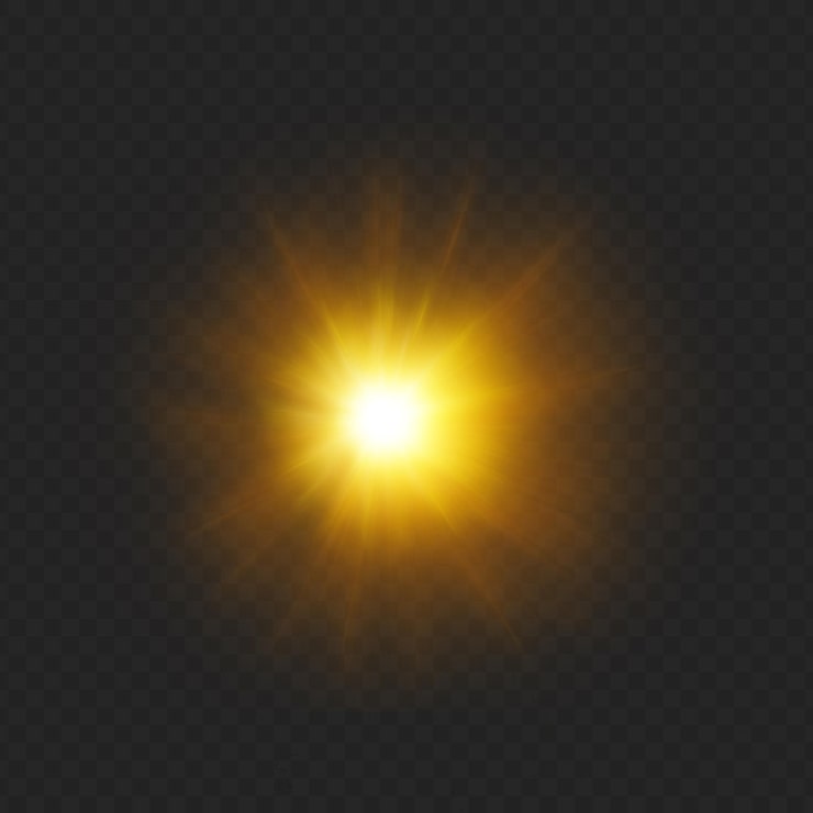 PSD efecto de luz de explosión solar dorada brillante