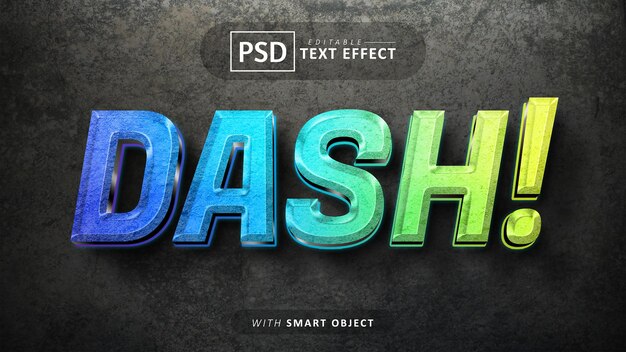 PSD efecto de texto 3d dash editable