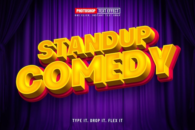 PSD efecto de texto 3d editable para show de comedia