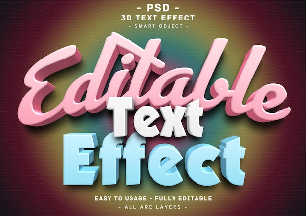PSD efecto de texto 3d editable