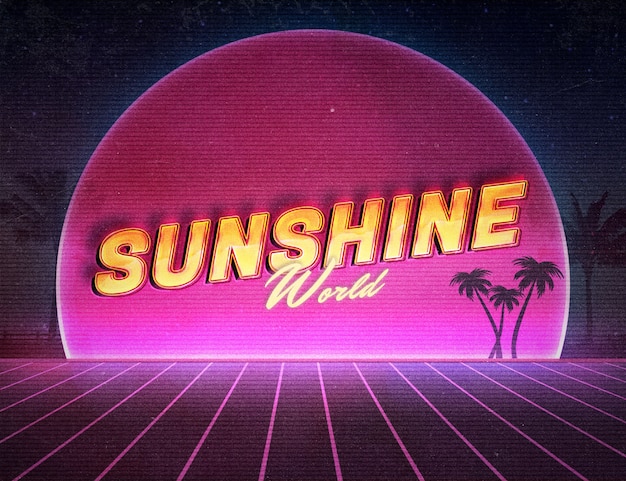 PSD efecto de texto 3d retrowave