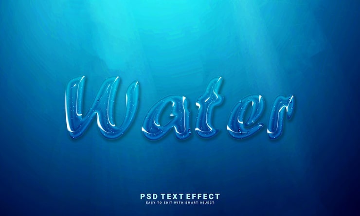 PSD efecto del texto del agua