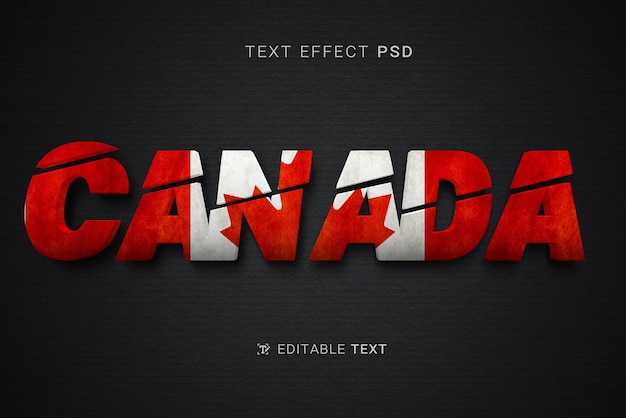 PSD efecto de texto de canadá