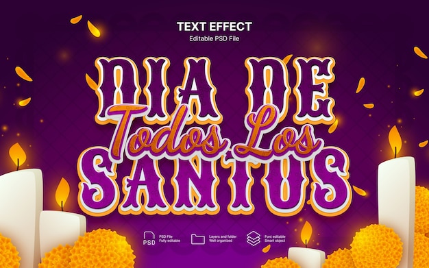 PSD efecto de texto del día de todos los santos