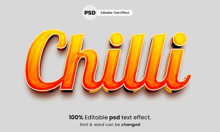 PSD efecto de texto editable 3d de chile picante efecto de texto psd de chile