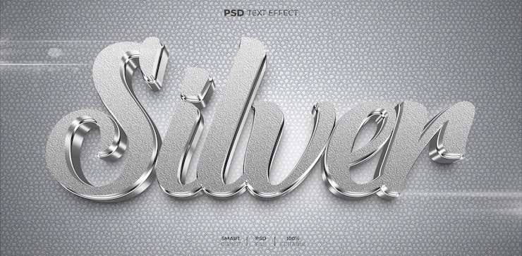 PSD efecto de texto editable 3d plateado