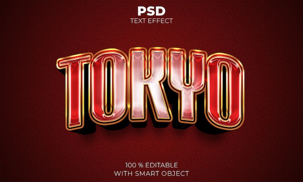PSD efecto de texto editable 3d de tokio