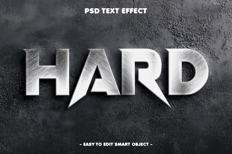 PSD efecto de texto editable estilo metal