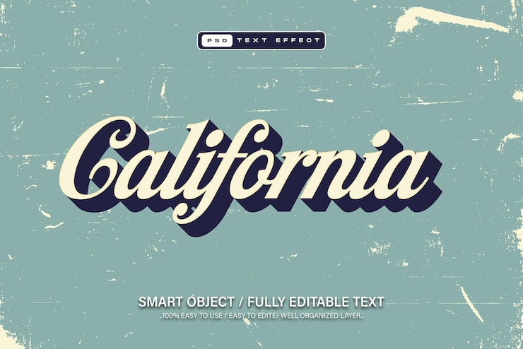 PSD efecto de texto editable retro california