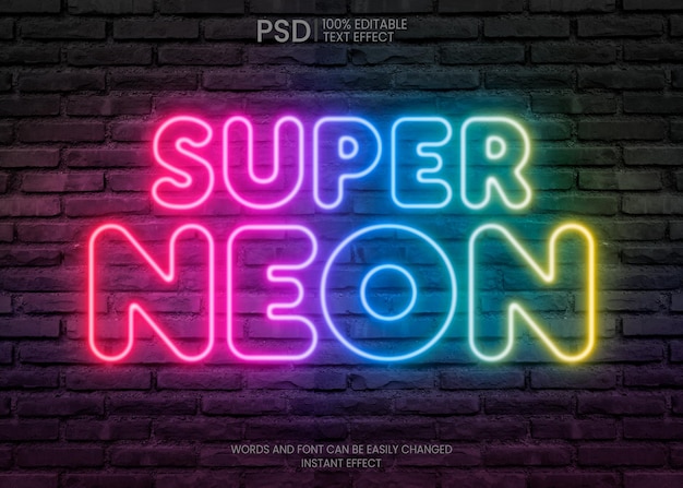 PSD efecto de texto de neón