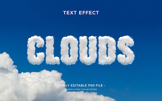 PSD efecto de texto de nubes
