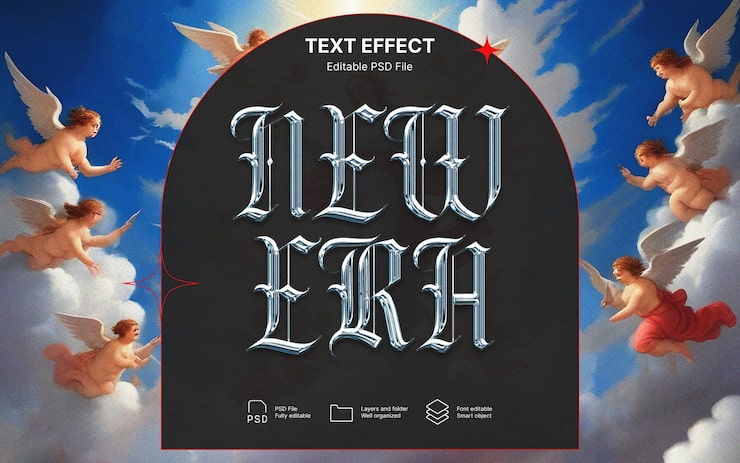 PSD efecto de texto de la nueva era