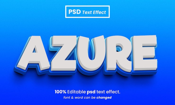 PSD efecto de texto psd premium editable en 3d de azure