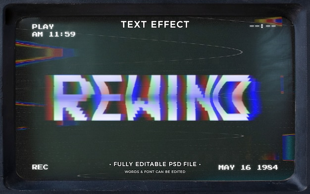 PSD efecto de texto vhs
