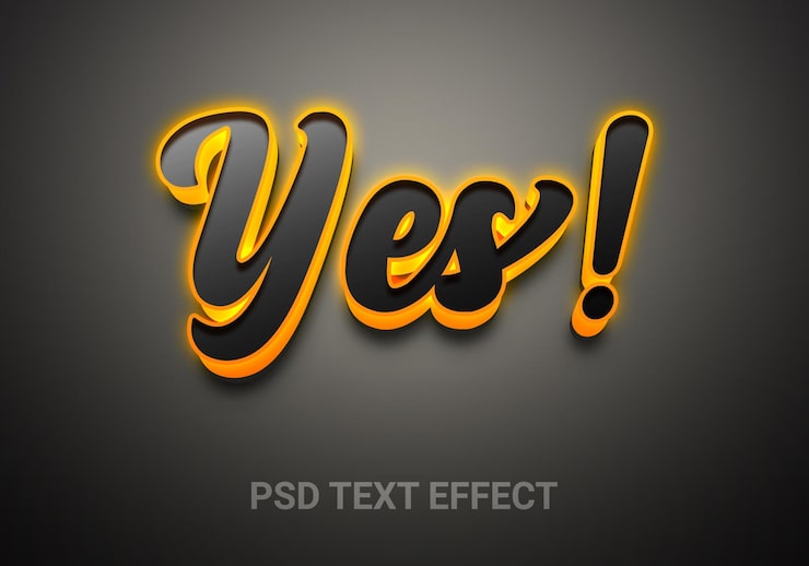 PSD efectos de texto editables de estilo creativo sí brillante