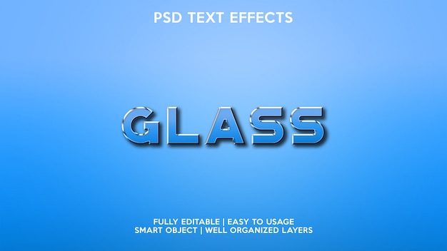 PSD efectos de texto de vidrio