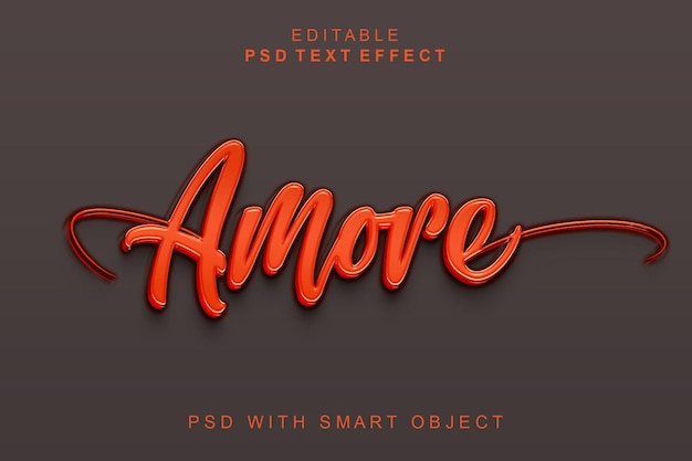 PSD efeito de texto 3d amore