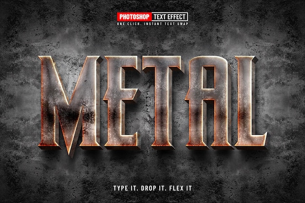 PSD efeito de texto de título de filme de metal editável