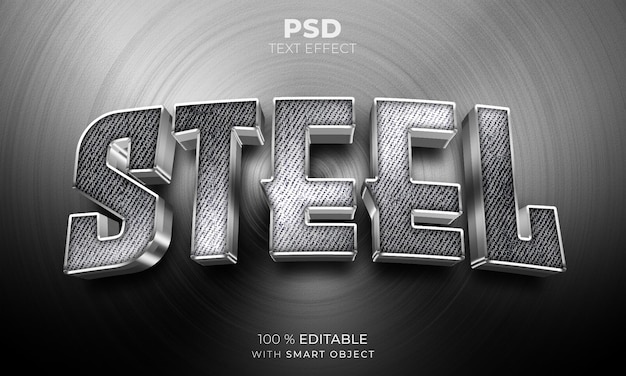 PSD efeito de texto editável 3d de aço