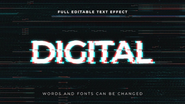 PSD efek teks glitch neon digital