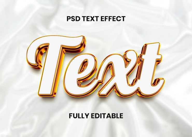 PSD effet de texte 3d doré et blanc