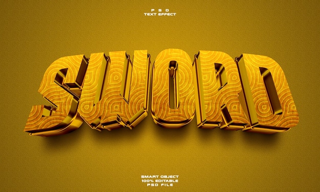 PSD effet de texte modifiable épée 3d