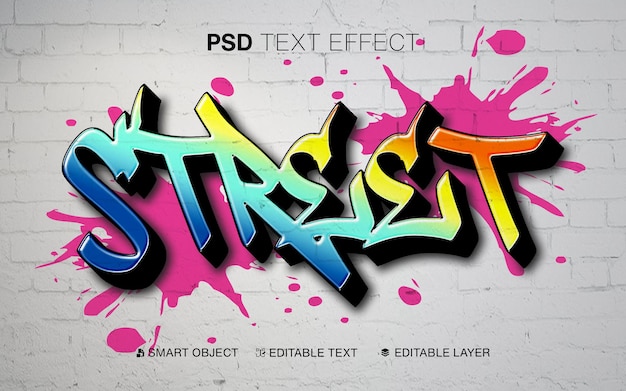 PSD effet de texte modifiable de rue de style graffiti urbain