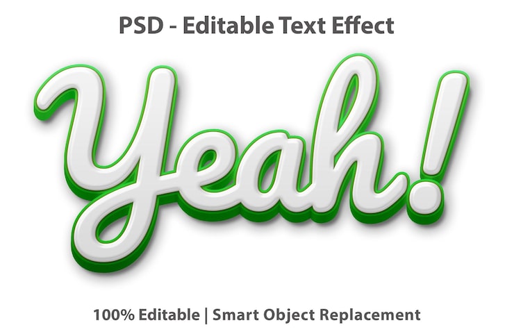 PSD effet de texte modifiable en vert et blanc
