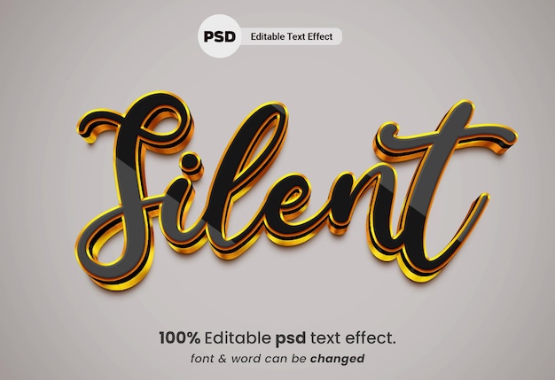 PSD effet de texte premium modifiable 3d silencieux