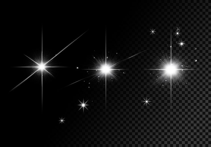 PSD effetti della luce luminosa delle stelle