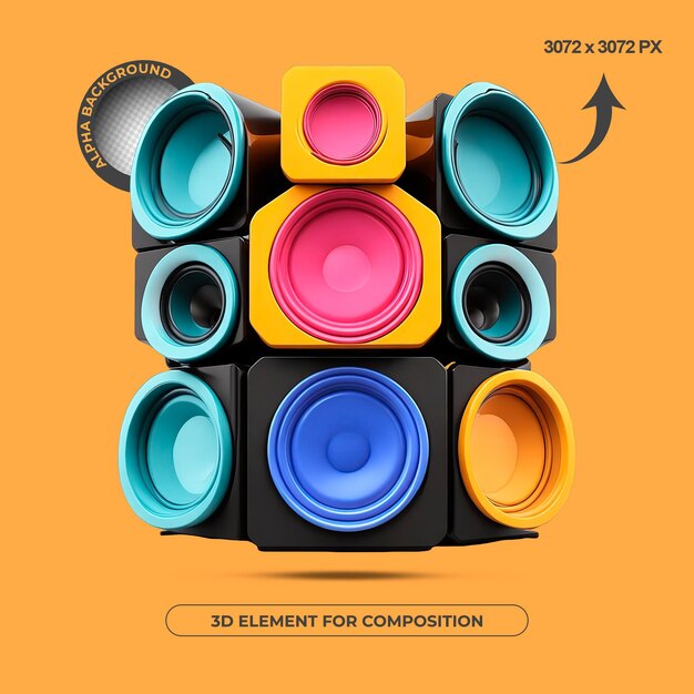 PSD elemento 3d del altavoz para la composición