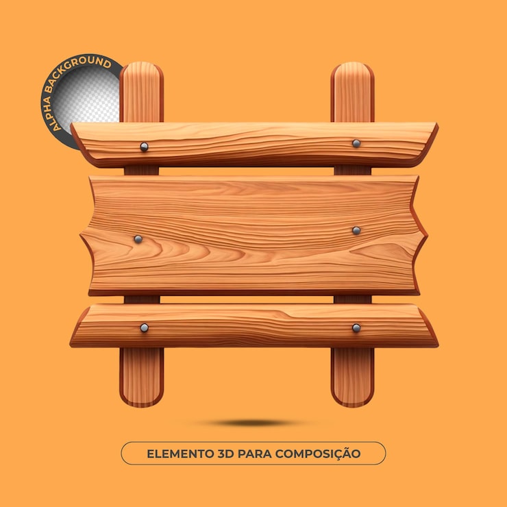 PSD elemento 3d de fondo de texto de madera para composición