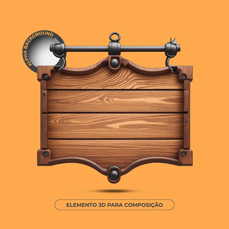 PSD elemento 3d de fondo de texto de madera para composición